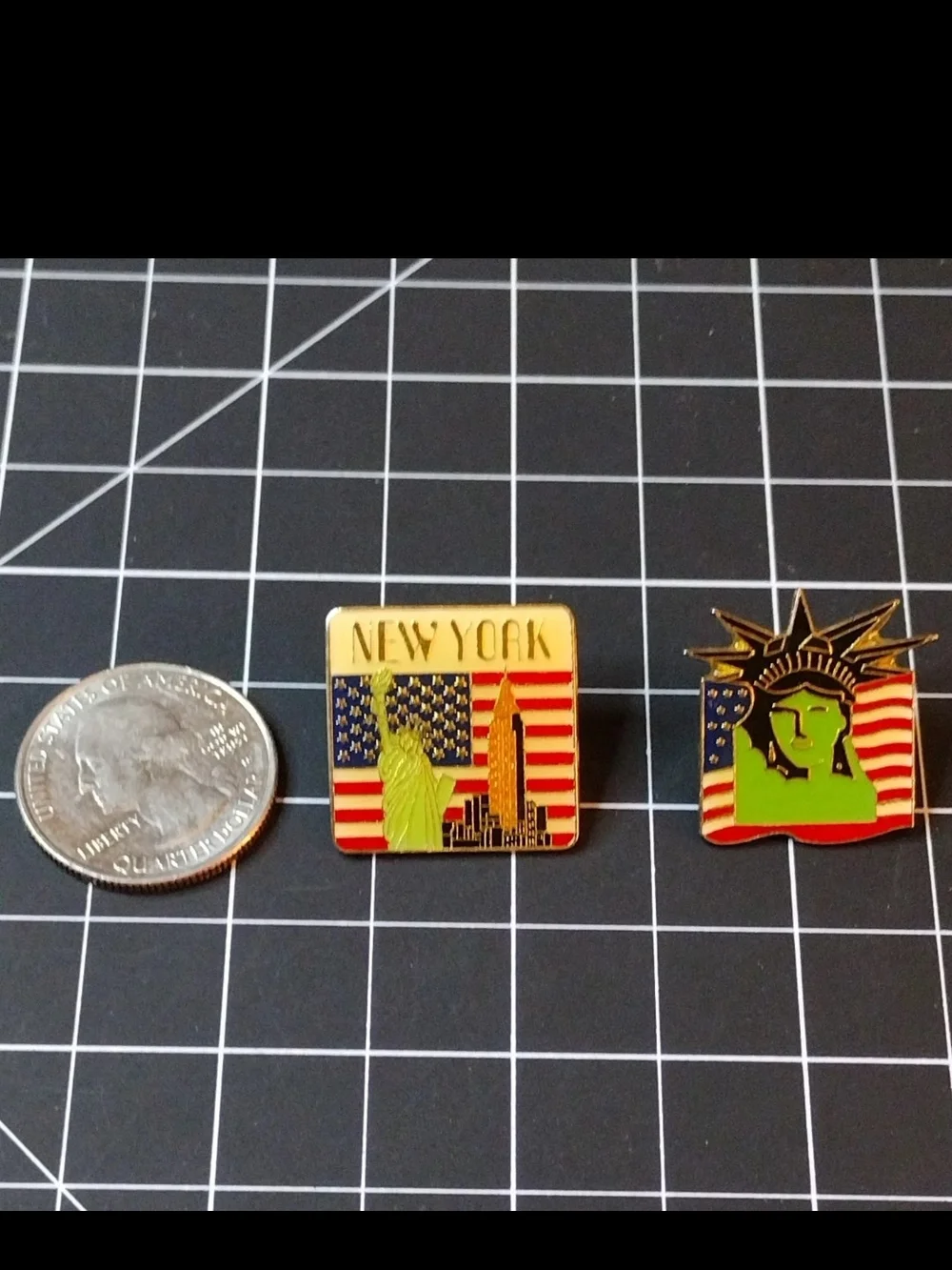 Vintage New York Statue Of Liberty Pin Lot Empire State Building USA Flag Lapel